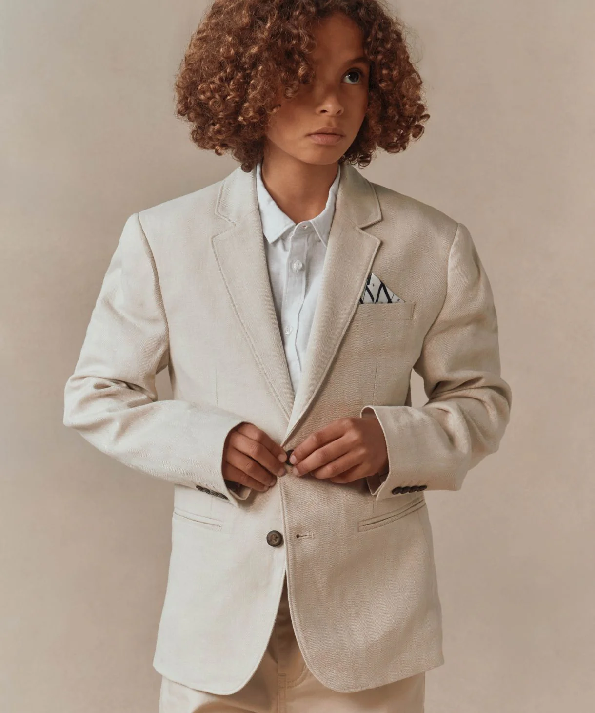 The Palermo Herringbone Blazer - Lt Sand - Image 2