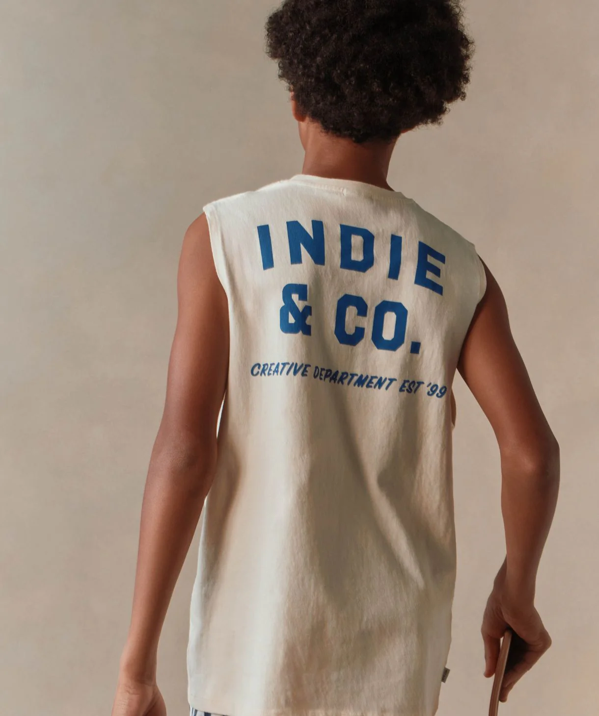 The Camino Muscle Tee - Cream/Blue - Image 2